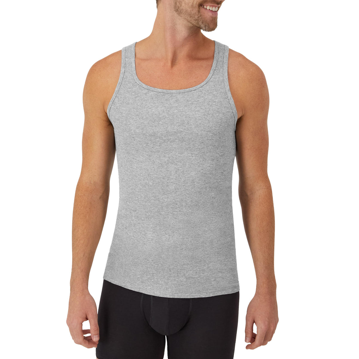 Hanes Men's Tank Undershirt Pack, Cotton Tank Undershirt, Moisture-Wicking, Breathable, White or Grey/Black, Multi-Pack Jansha Store
