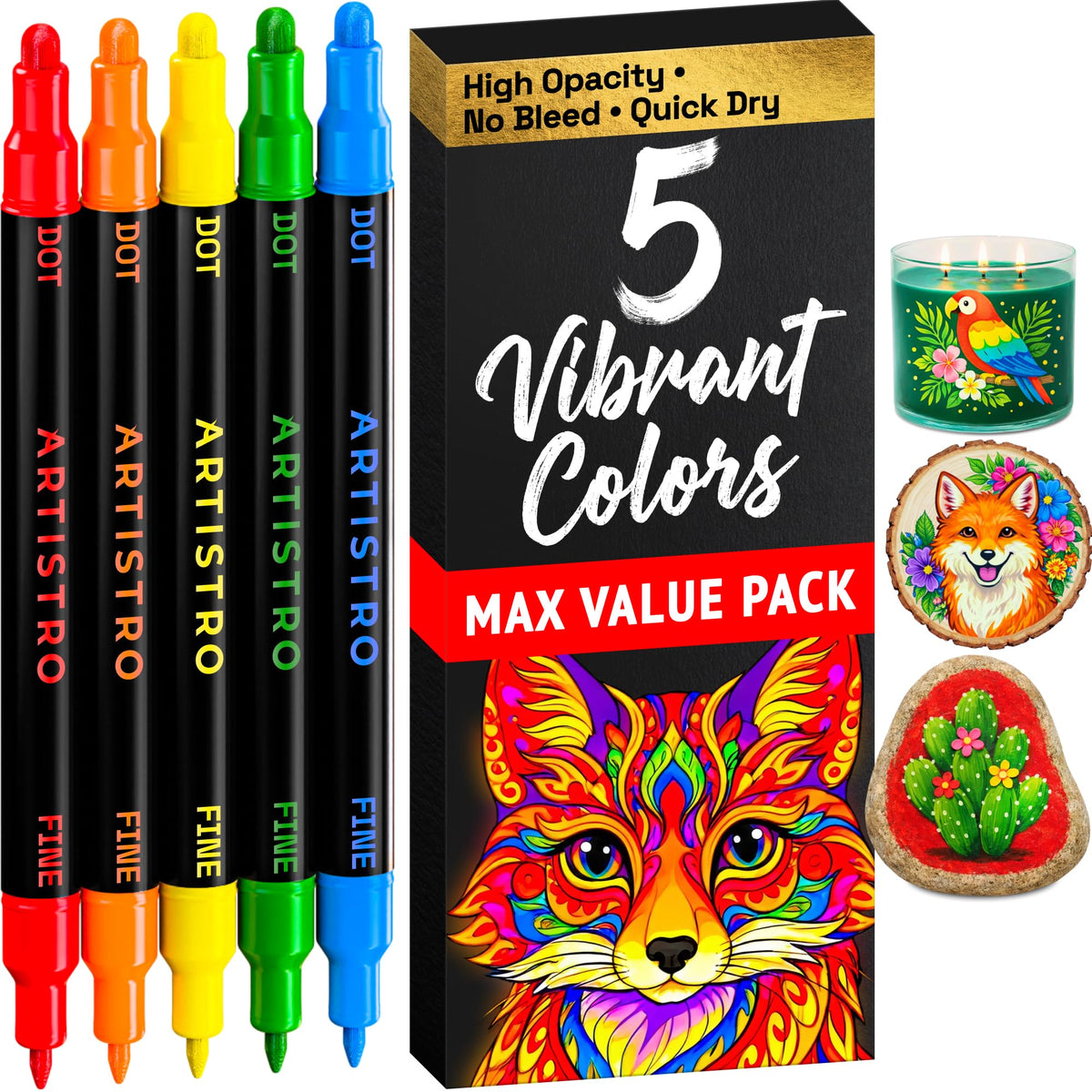 ARTISTRO 36 Multicolor Dual-Tip Acrylic Paint Marker Pens Jansha Store