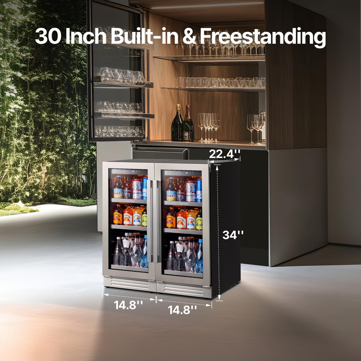 Ca'Lefort 24'' Beverage Refrigerator, 180 Can Beverage Fridge Under Counter Jansha Store