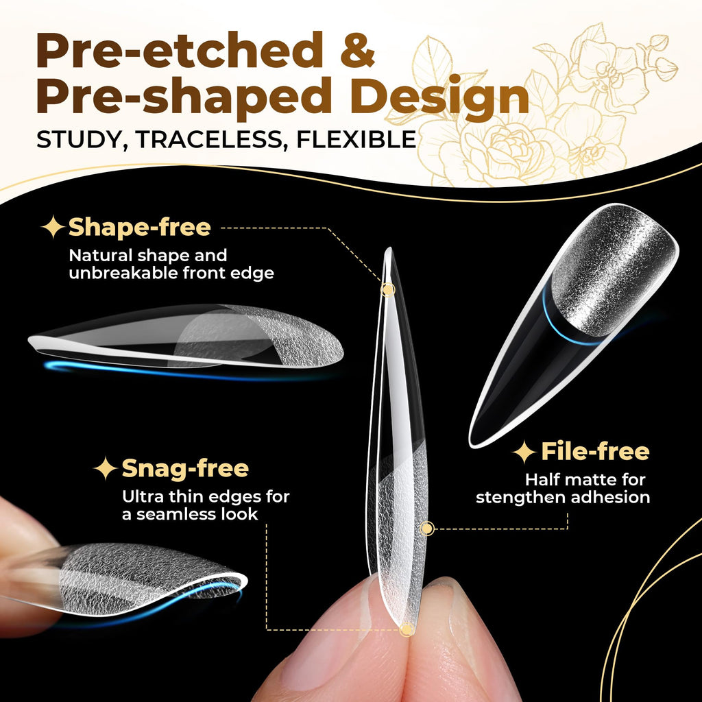 UNA GELLA Short Almond Nail Tips 504PCS Short Fake Nails Soft Press Ons Jansha Store