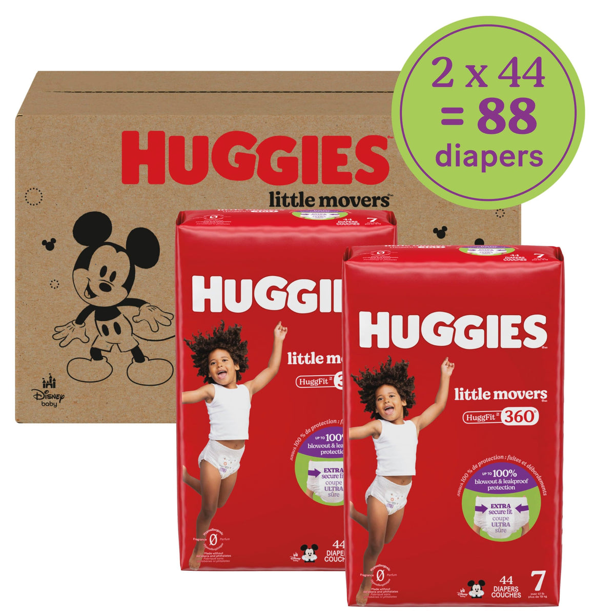 Huggies Little Movers HuggFit 360 Diapers Size 5, 128 Count (2 Packs of 64) Jansha Store