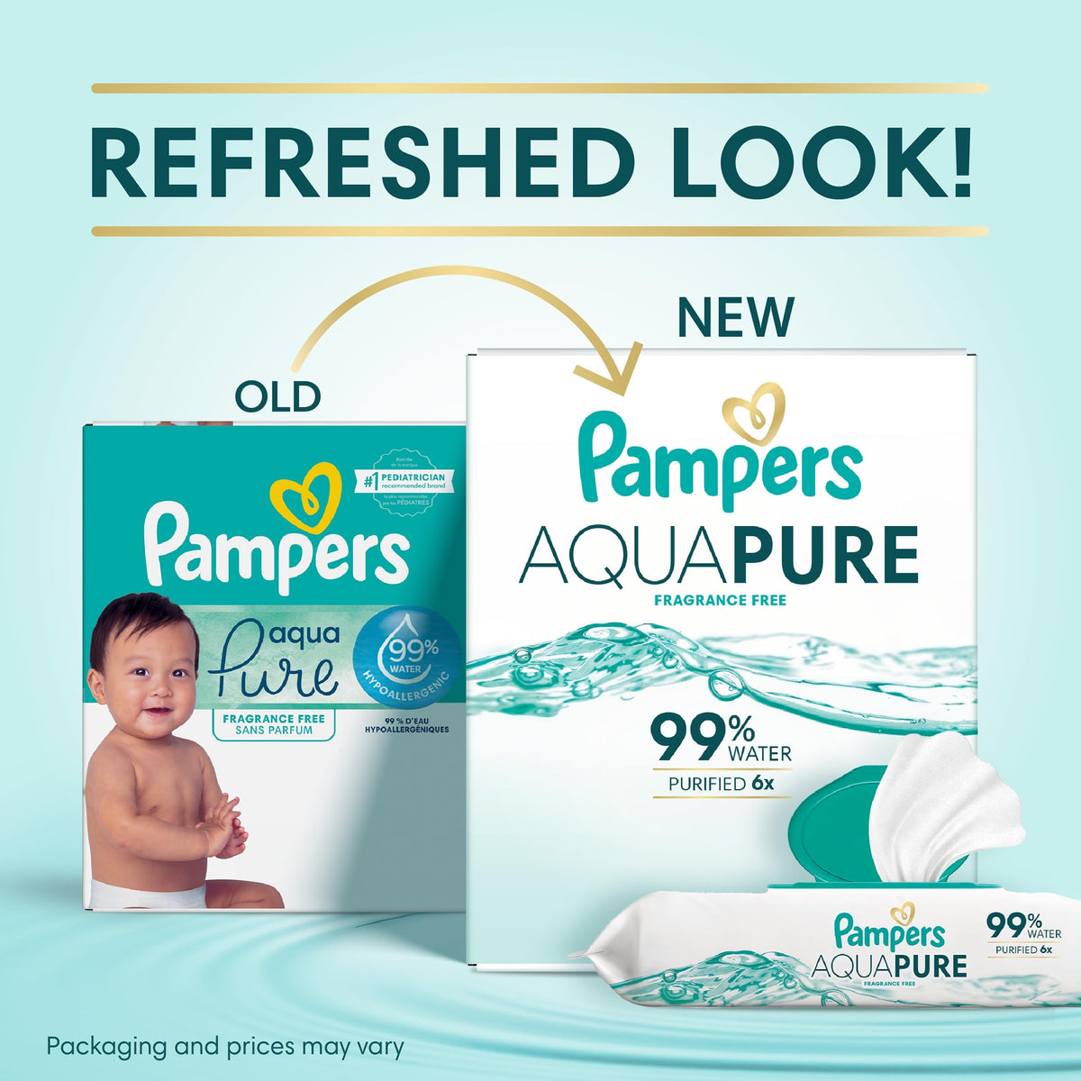 Pampers Aqua Pure Baby Wipes, Unscented, Fragrance Free, 99% Water, Water Based, Multi-Use, 672 Wipes Total (12X Flip-Top Packs) Jansha Store