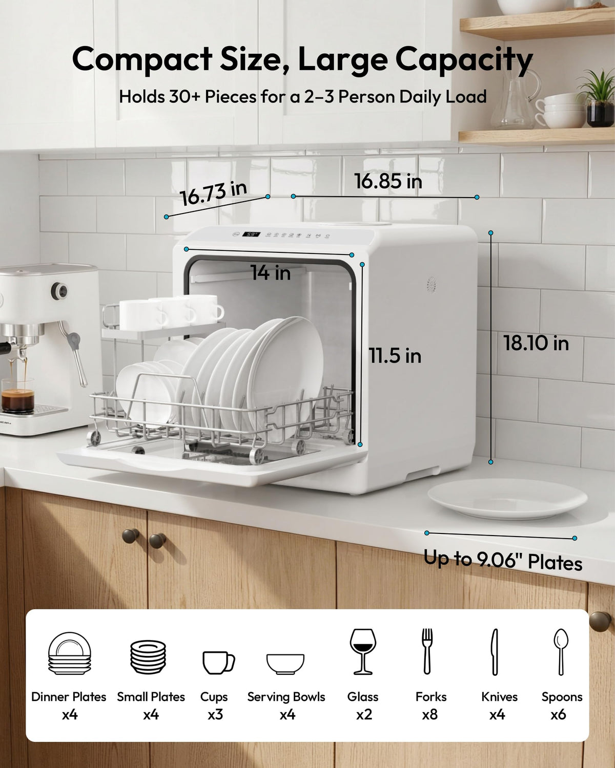 EUHOMY Countertop Dishwasher Portable, 6 Programs with 40 dB, No Hookup Jansha Store