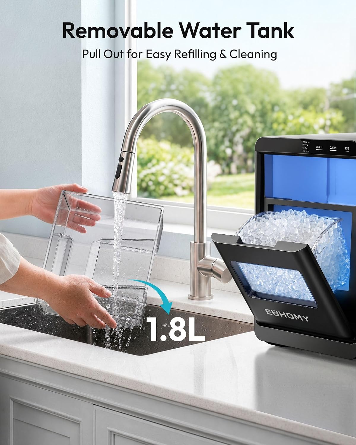 EUHOMY Nugget Ice Maker Countertop, 44lbs/24H, Ready in 7-10Mins, Black Jansha Store