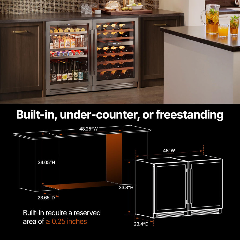Ca'Lefort 24'' Beverage Refrigerator, 180 Can Beverage Fridge Under Counter Jansha Store