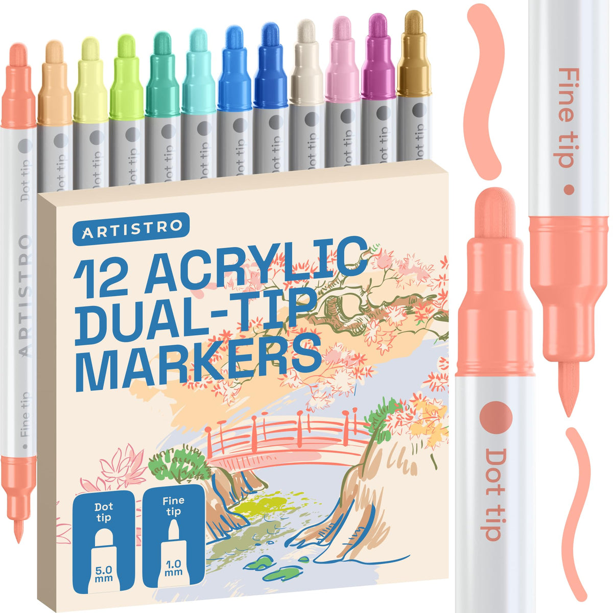 ARTISTRO 36 Multicolor Dual-Tip Acrylic Paint Marker Pens Jansha Store