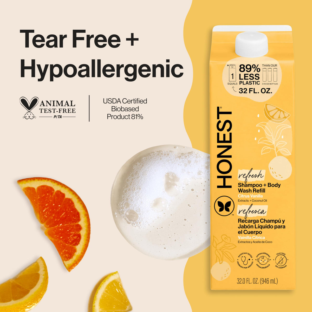 The Honest Company Shampoo & Body Wash, Tear-Free, Fragrance-Free, 10 fl oz Jansha Store