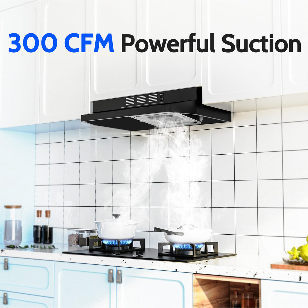 FIREGAS Range Hood 30 inch Under Cabinet, White Range Hood, Kitchen Hood Jansha Store