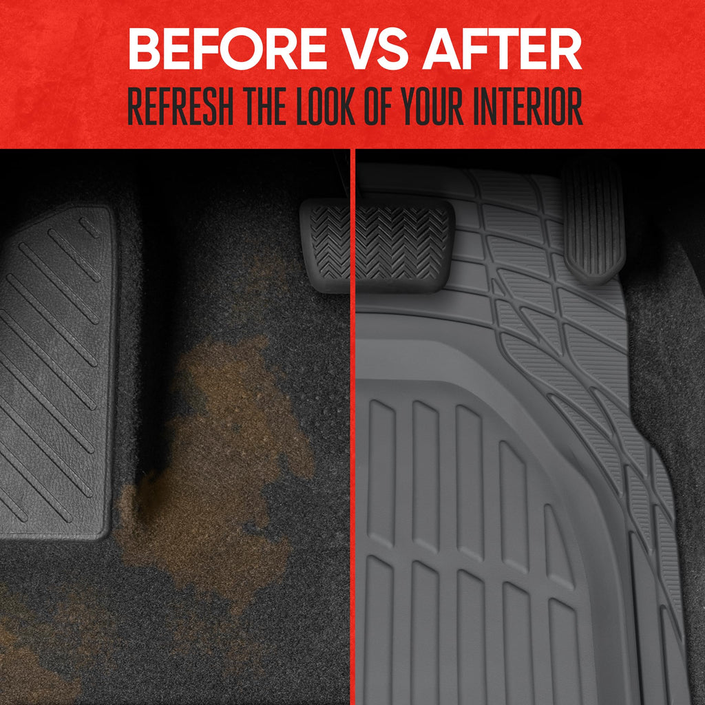 Motor Trend FlexTough Floor Mats for Cars, Black Deep Dish All-Weather Car Mats, Waterproof Trim-to Fit Automotive Floor Mats for Cars Trucks SUV, Universal Floor Liner Car Accessories Jansha Store