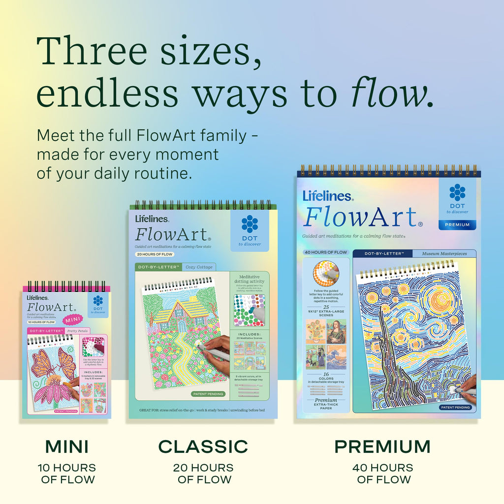 Lifelines FlowArt Activity Pads 3-Pack, Dot-by-Letter Guided Coloring Books Jansha Store