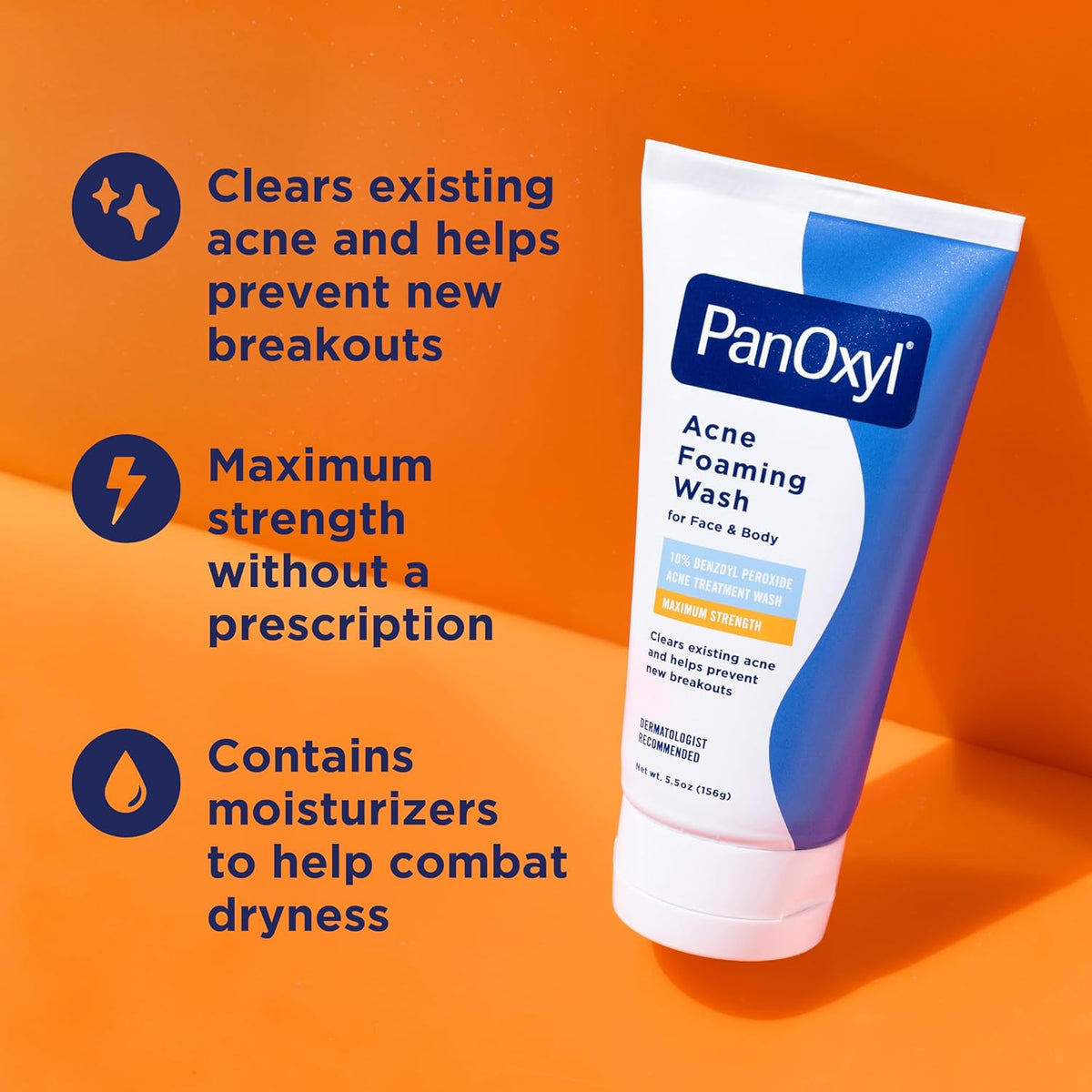 PanOxyl Acne Foaming Wash, 10% Benzoyl Peroxide, For Face & Body, 5.5 oz Jansha Store