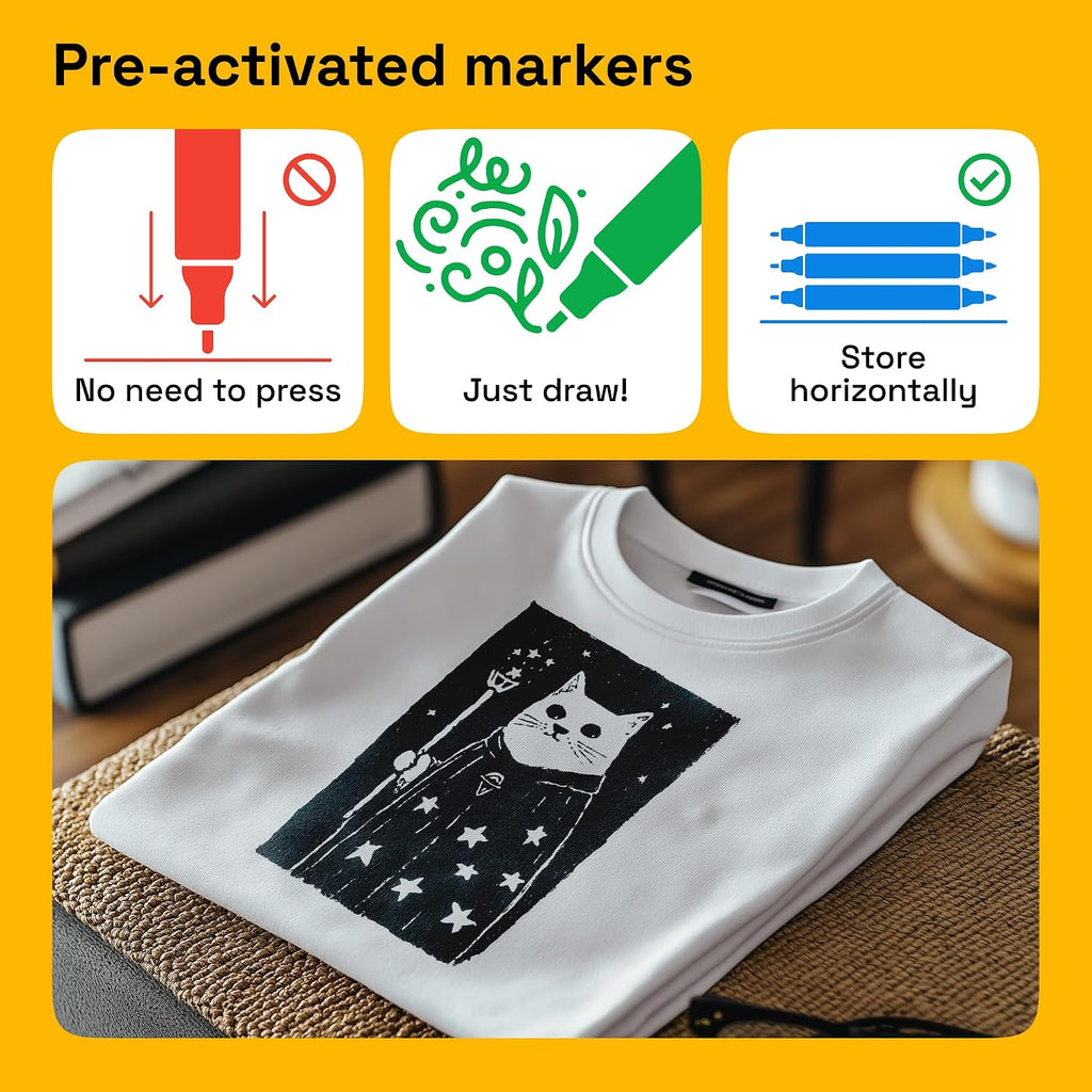 ARTISTRO 5 Black Dual-Tip Fabric Markers Decorating Kit, for Clothes Jansha Store