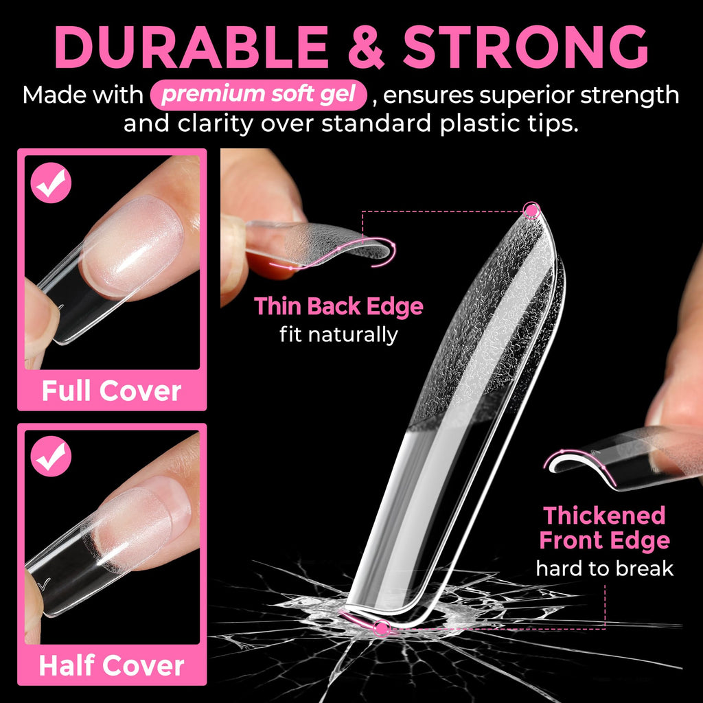 UNA GELLA Extra Short Square Kids Nail Tips 216Pcs Squoval Press On Nails Jansha Store