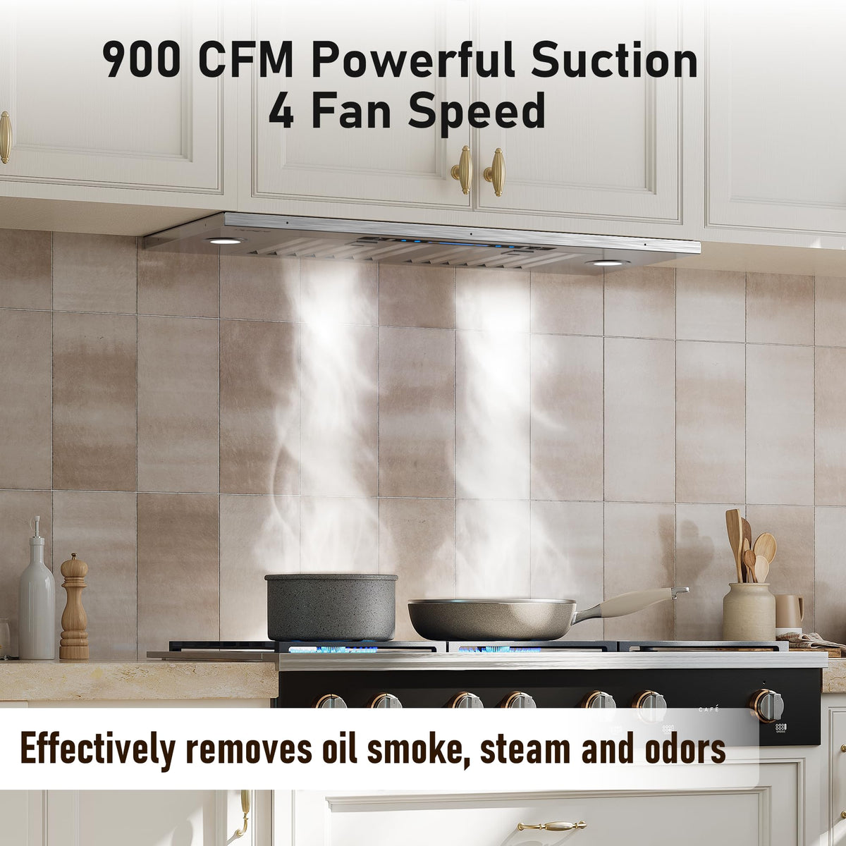 IKTCH 36 inch Black Insert Range Hood, 900 CFM Ducted/Ductless Vent Hood Jansha Store