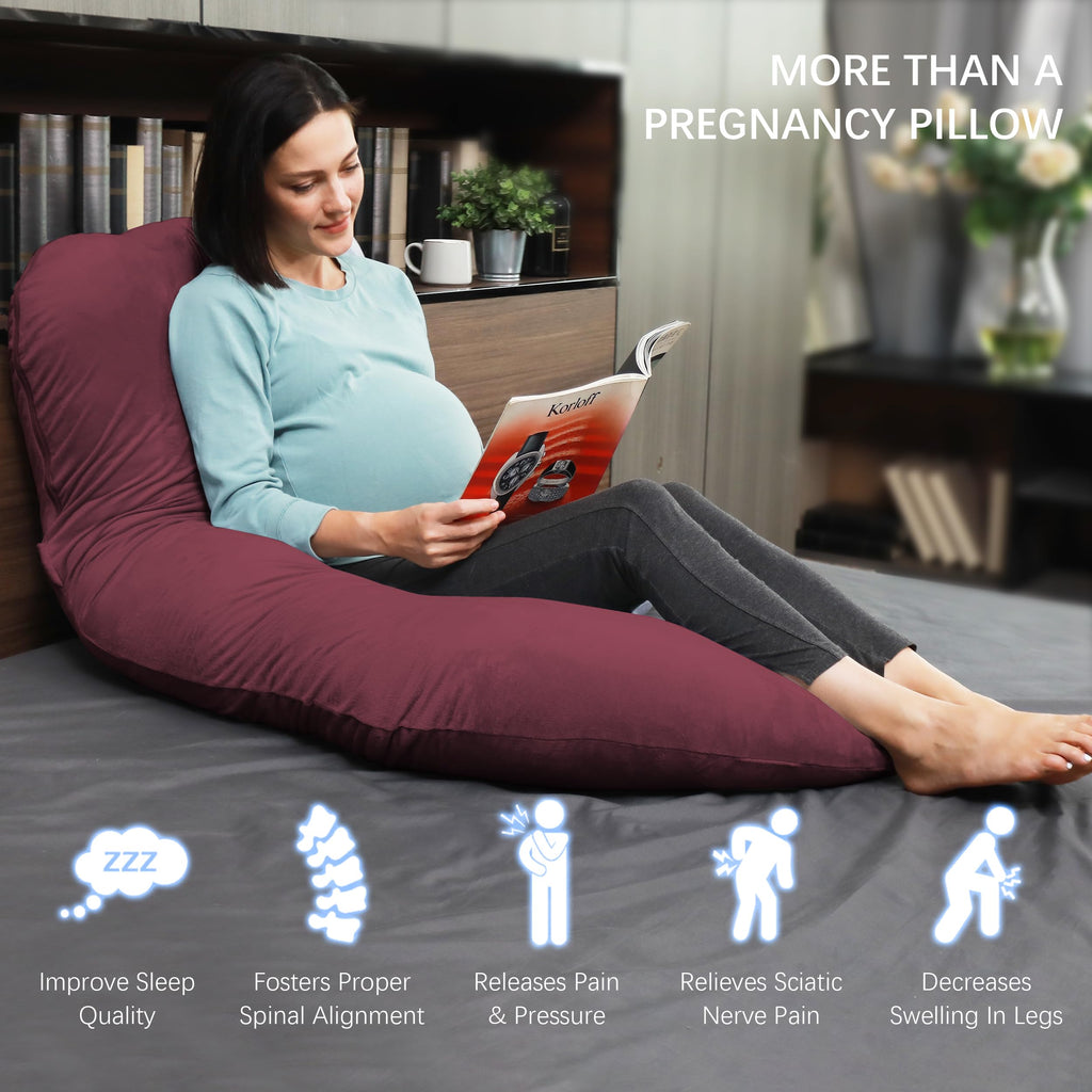 MOON PARK Pregnancy Pillows for Sleeping - U Shaped Full Body Maternity Pillow with Removable Cover - Support for Back, Legs, Belly, HIPS - 65 Inch - Purple Jansha Store