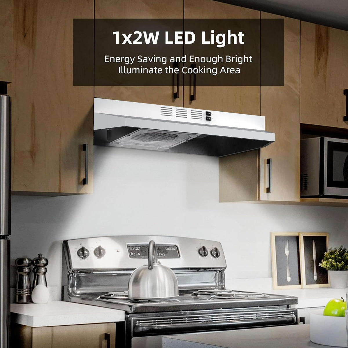 FIREGAS Range Hood 30 inch Under Cabinet, White Range Hood, Kitchen Hood Jansha Store