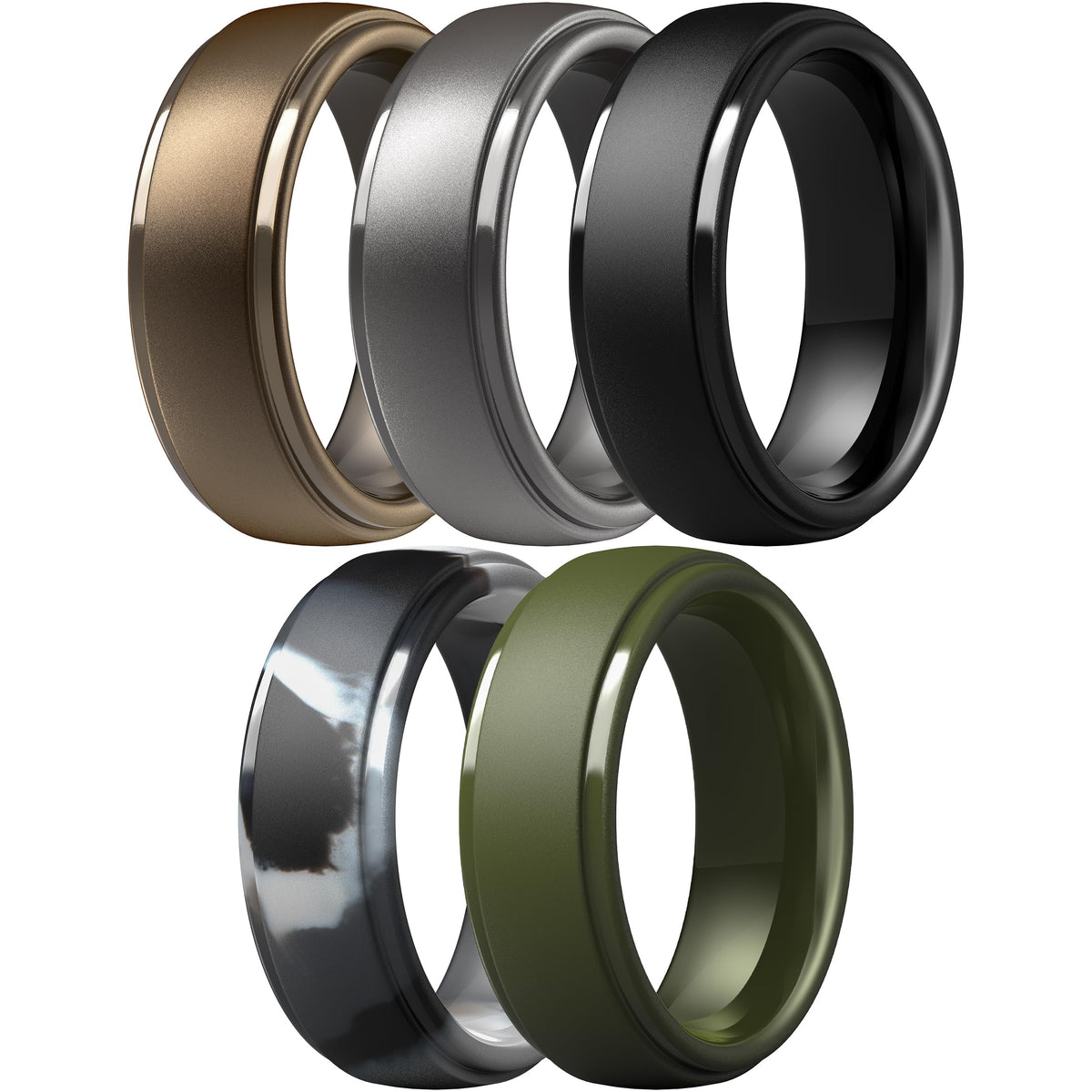 ThunderFit Silicone Rings for Men, Step Edge Rubber Wedding Bands 10mm Wide Jansha Store