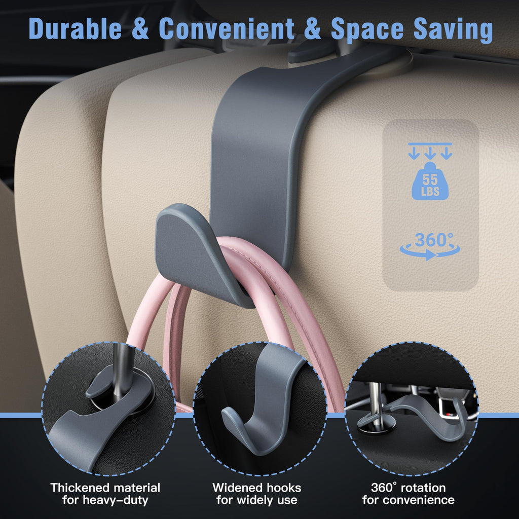 4-Pack Car Headrest Hooks Holds 55lbs Seat Storage Organizer for Bags Jansha Store