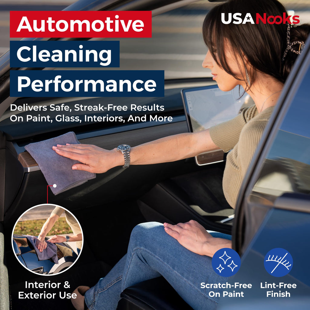USANOOKS Microfiber Cleaning Cloth Grey - 12 Pcs (12.5"x12.5") - High Performance - 1200 Washes, Ultra Absorbent Microfiber Towel Weave Grime & Liquid for Streak-Free Mirror Shine - Car Washing Cloth Jansha Store
