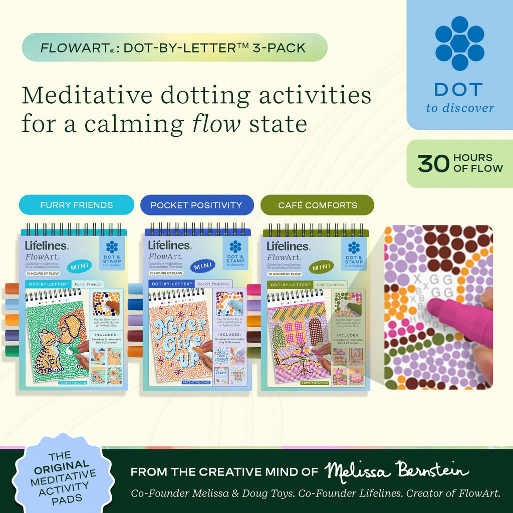 Lifelines FlowArt Activity Pads 3-Pack, Dot-by-Letter Guided Coloring Books Jansha Store