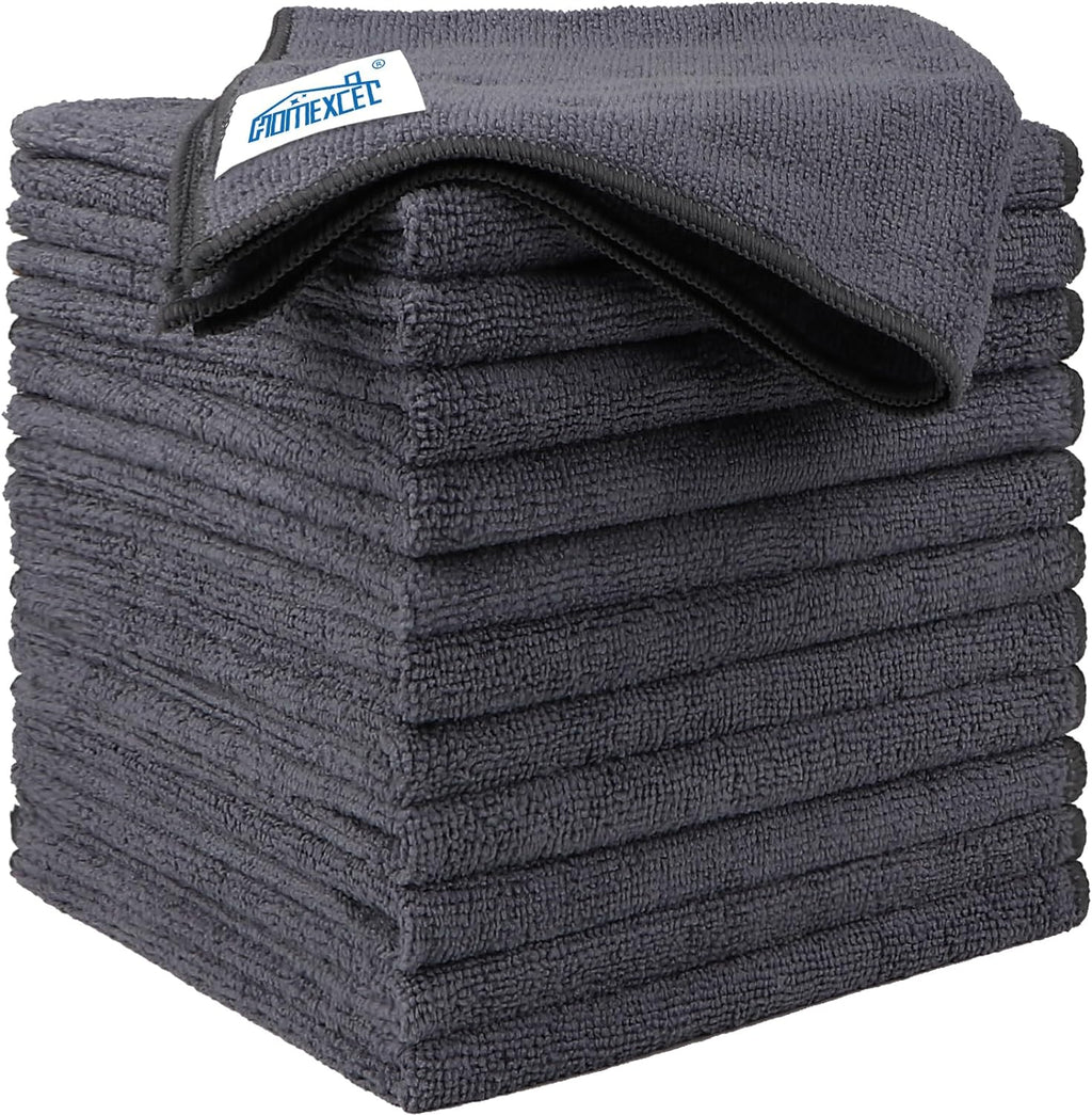 HOMEXCEL Microfiber Cleaning Cloth 12 Pack, 12.5 x 12.5 inch Microfiber Towels for Cars, Ultra Absorbent Washing Cloth, Lint Free Streak Free Cleaning Rags for Car, Kitchen, and Window (Grey) Jansha Store