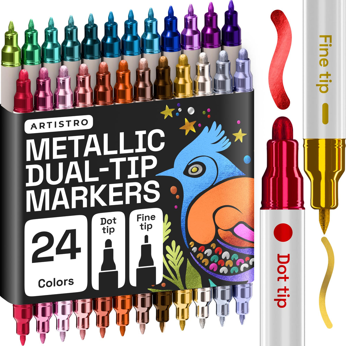 ARTISTRO 36 Multicolor Dual-Tip Acrylic Paint Marker Pens Jansha Store