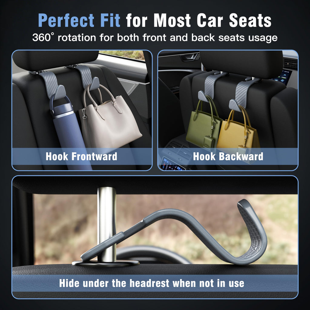 4-Pack Car Headrest Hooks Holds 55lbs Seat Storage Organizer for Bags Jansha Store