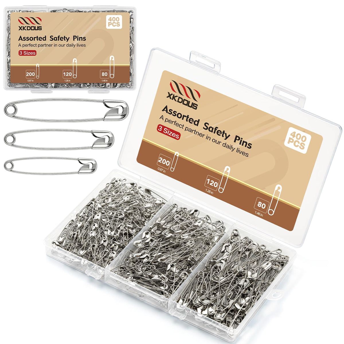 XKDOUS 3 Inch Large Safety Pins 100 pcs Silver Pins Bulk Jansha Store