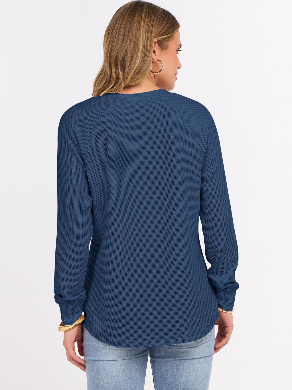 ANRABESS Women's Waffle Knit Henley Top Long Sleeve Shirts Jansha Store