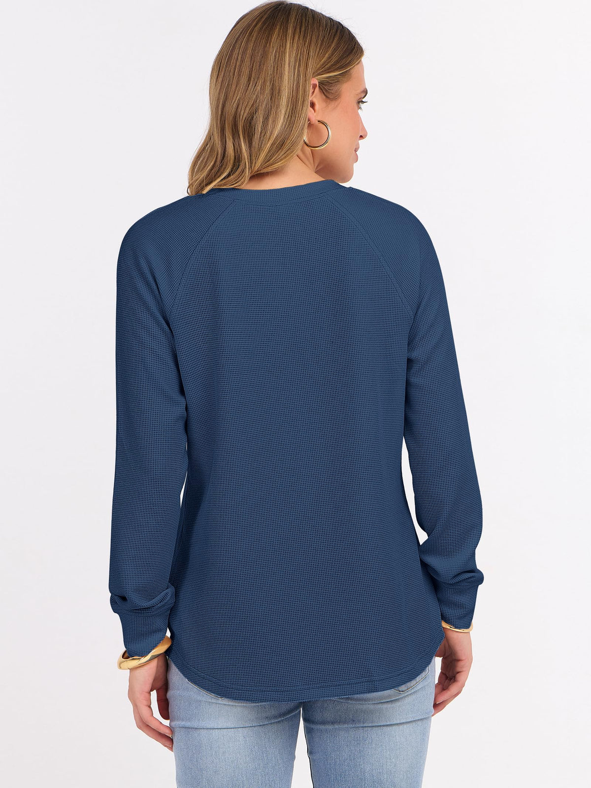 ANRABESS Women's Waffle Knit Henley Top Long Sleeve Shirts Jansha Store