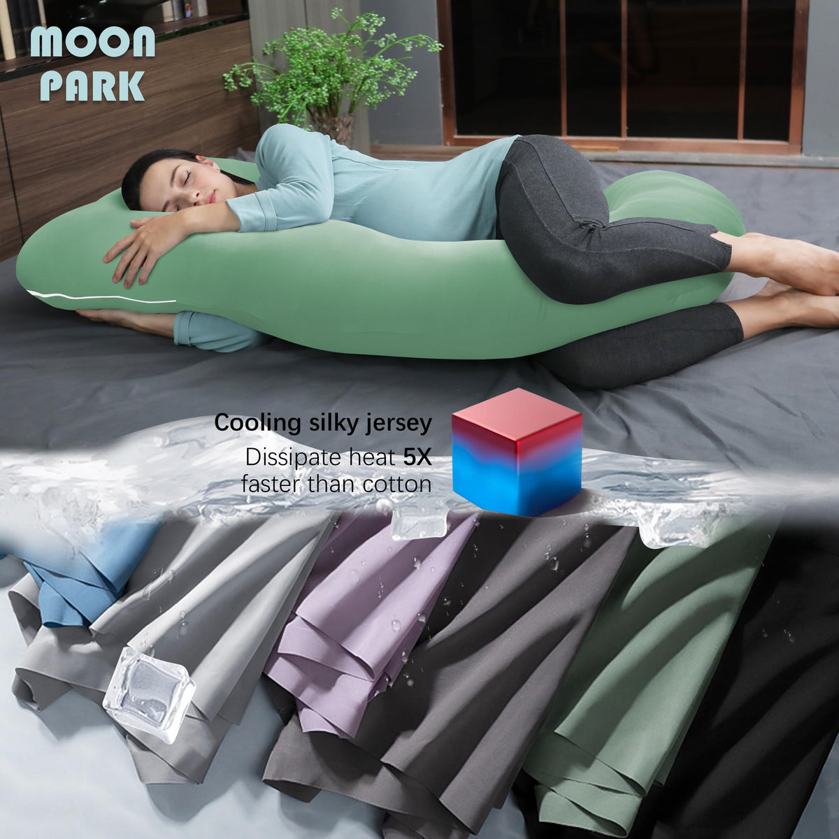 MOON PARK Pregnancy Pillows for Sleeping - U Shaped Full Body Maternity Pillow with Removable Cover - Support for Back, Legs, Belly, HIPS - 65 Inch - Purple Jansha Store