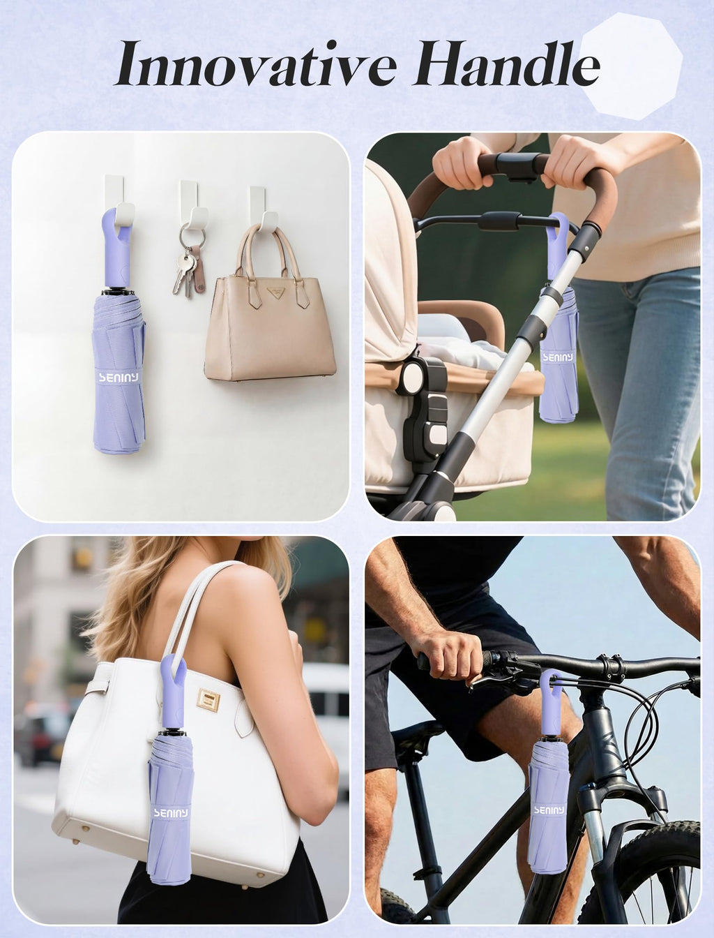 Seniny Windproof Travel Umbrella, Automatic Umbrellas for Rain, Portable & Compact Umbrellas for Backpack, Strong UV for Protection, Folding Small Sun Umbrella for Car, Walking Jansha Store