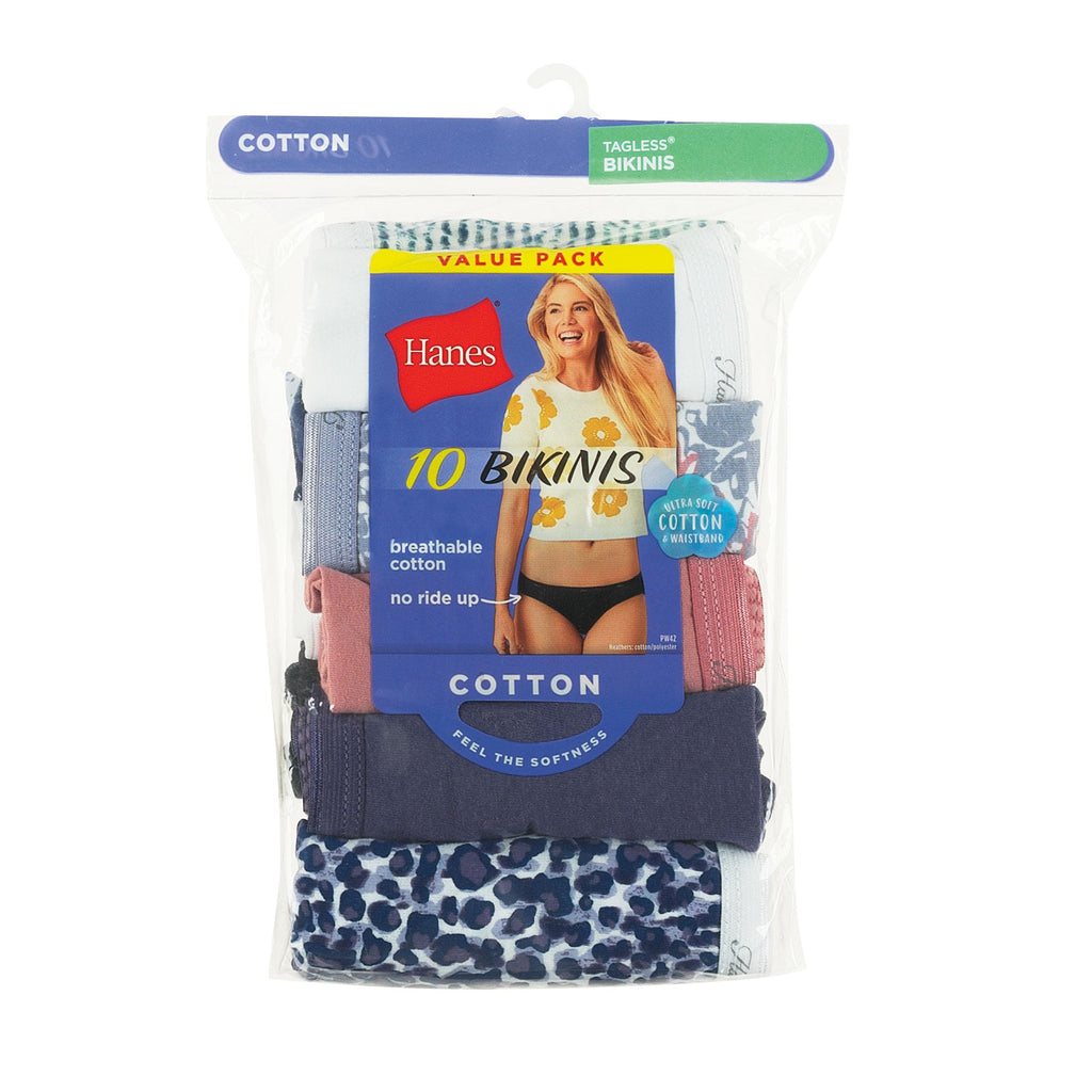 Hanes Women's Underwear Pack, 10-Pack, Full-Coverage Cotton Blend Panties, Moisture-Wicking Underwear for Women Jansha Store
