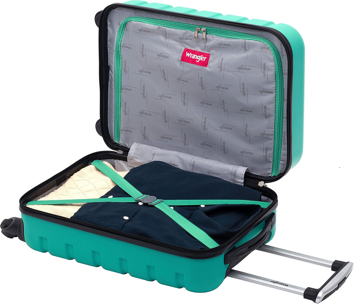 Wrangler 22" Hardside Spinner Carry-On Luggage, Teal Jansha Store