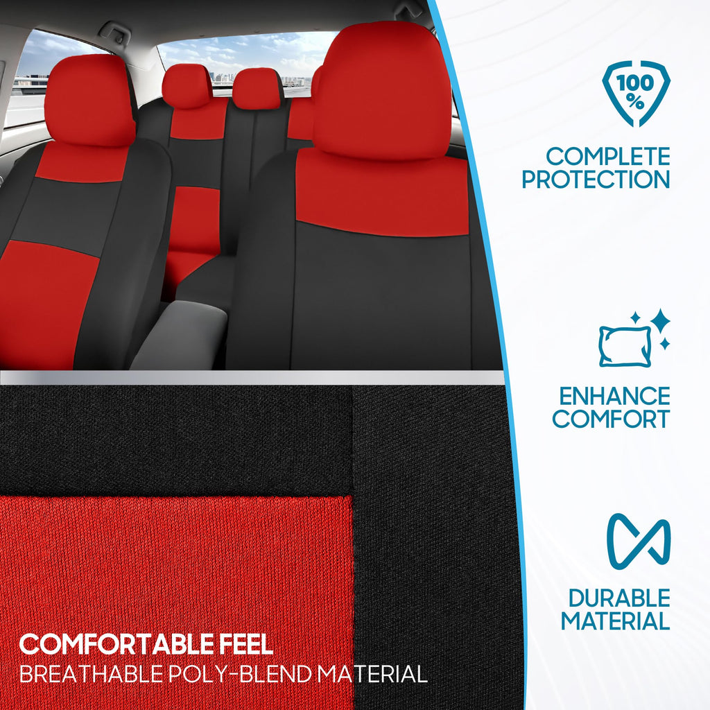 BDK PolyPro Car Seat Covers Full Set in Solid Black, Front and Rear Split Bench Seat Covers for Cars, Easy to Install Car Seats Cover Set and Accessories for Auto Trucks Van SUV - Solid Black Jansha Store