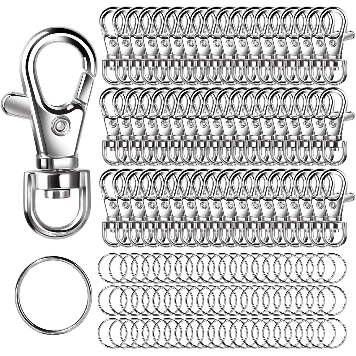LEOBRO 70PCS Lobster Claw Clasps and Key Rings, 35PCS Keychains Clips and 35PCS Key Chain Ring, Keychain Making kit for Key Chain, Jewelry Making, Art Crafts, Silver Jansha Store