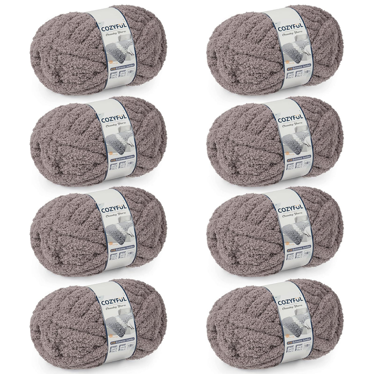 Cozyful Chunky Yarn for Hand Knitting - #10 Chunky Chenille Yarn, Jumbo Big Thick Chunky Yarns for Crocheting, Super Bulky Chunky Knit Blanket Yarns, 8 Skein (22 yds 8 oz Each Skein), Soft Sage Green Jansha Store