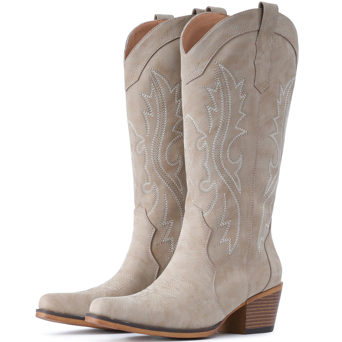 IUV Cowboy Boots For Women Western Cowgirl Boots Mid Calf Snip Toe Jansha Store