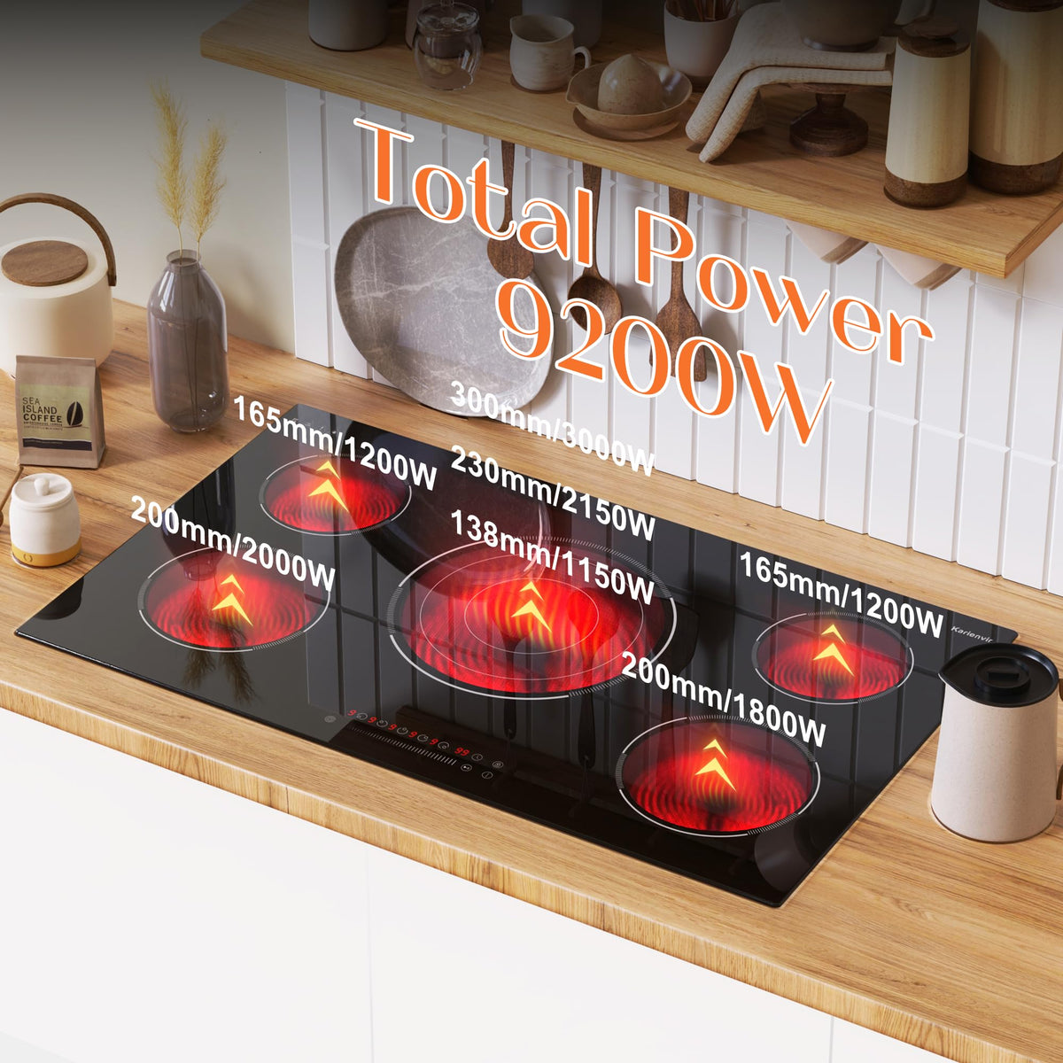 2 Burner Electric Cooktop 110V, 2000W, 24" Countertop & Built-in Jansha Store