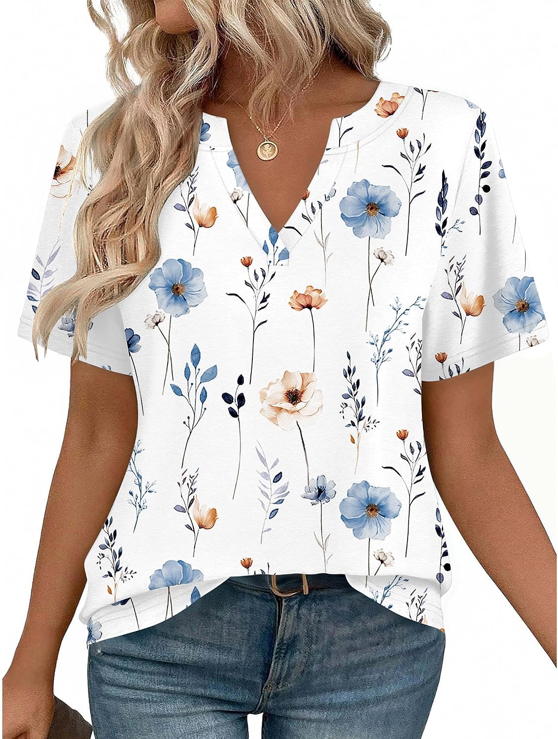 Zeagoo Womens Tops Short Sleeve V Neck Tee Shirts Cute Dressy Casual Jansha Store