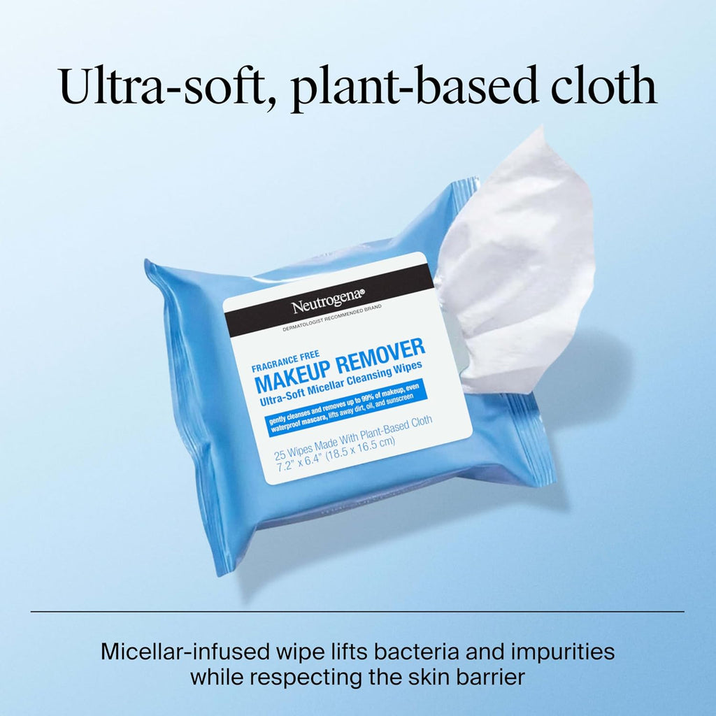 Neutrogena Fragrance-Free Makeup Remover Wipes Singles, Individually Wrapped Face Towelettes, Gently Remove Dirt, Oil, Waterproof Mascara & Makeup, Alcohol-Free Daily Face Wipes, 20 ct (Pack of 12) Jansha Store