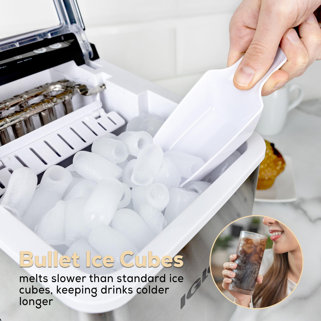 Igloo Portable Ice Maker with Scoop - Ice Maker with LED Control Panel & 1.5 Quart Water Tank - Stainless Ice Cube Maker Produces 26 Lbs. of Ice in 24 Hours with 9 Large or Small Cubes in 7 Minutes Jansha Store