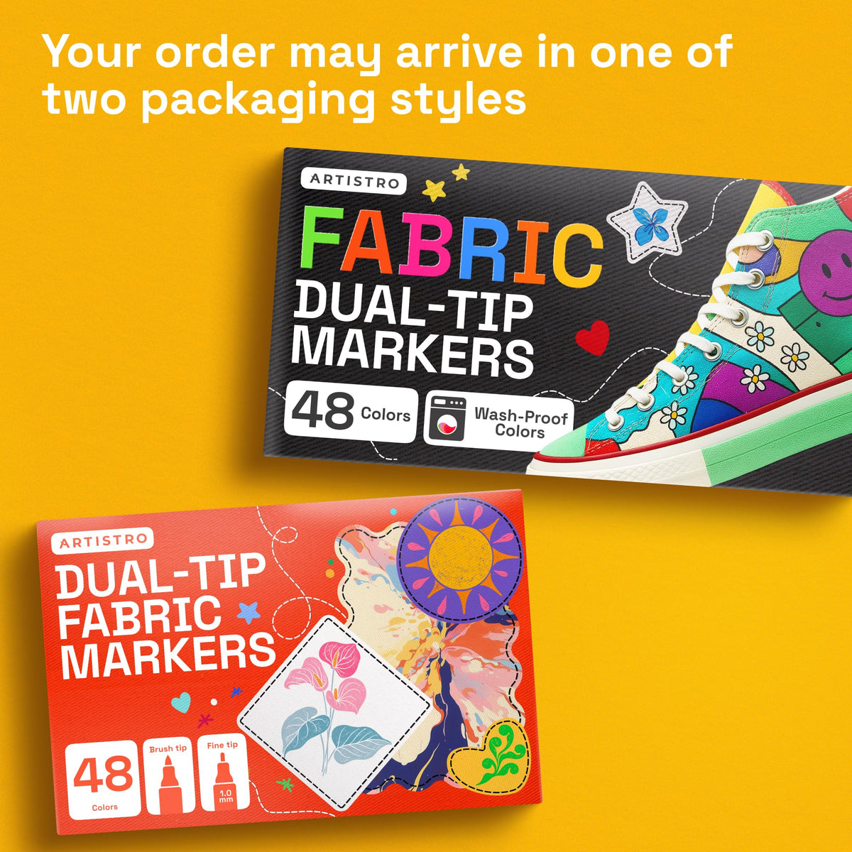 ARTISTRO 5 Black Dual-Tip Fabric Markers Decorating Kit, for Clothes Jansha Store