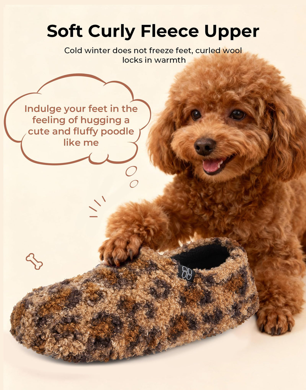 HomeTop Women's Fuzzy Curly Fur Fleece Lining Memory Foam Loafer Slippers Jansha Store