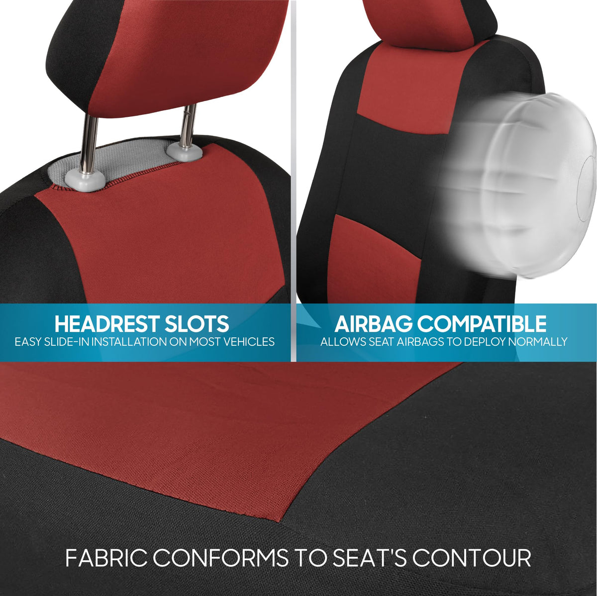 BDK PolyPro Car Seat Covers Full Set in Solid Black, Front and Rear Split Bench Seat Covers for Cars, Easy to Install Car Seats Cover Set and Accessories for Auto Trucks Van SUV - Solid Black Jansha Store