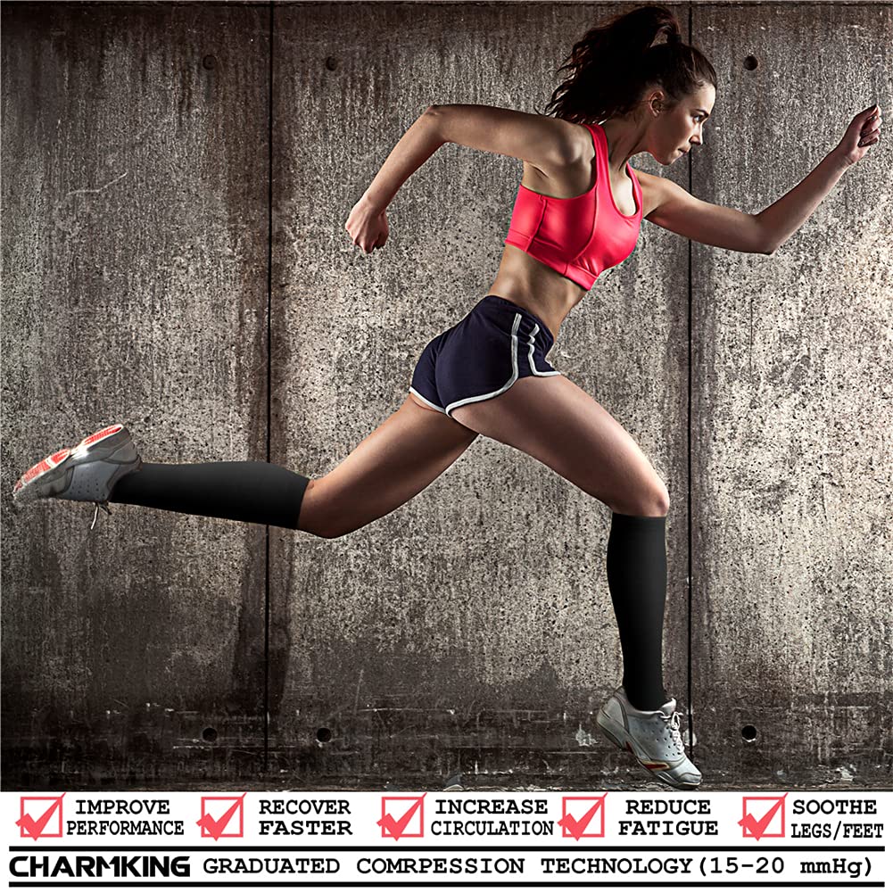 CHARMKING Compression Socks for Women & Men Circulation (3 Pairs) 15-20 mmHg is Best Support for Athletic Running Cycling Jansha Store