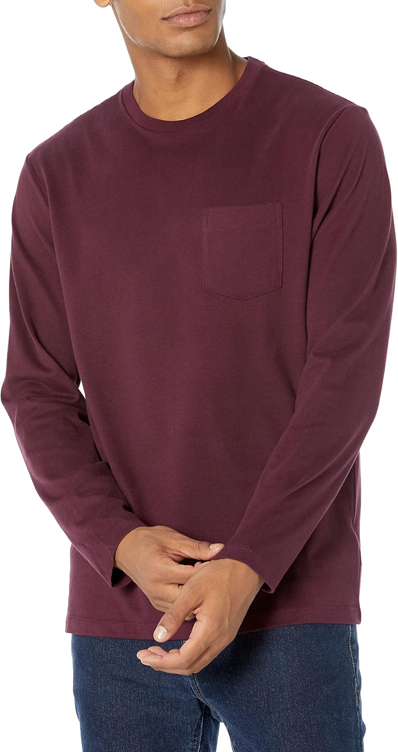 Amazon Essentials Men's Regular-Fit Crewneck Long-Sleeve T-Shirt, Casual Cotton Jersey Jansha Store
