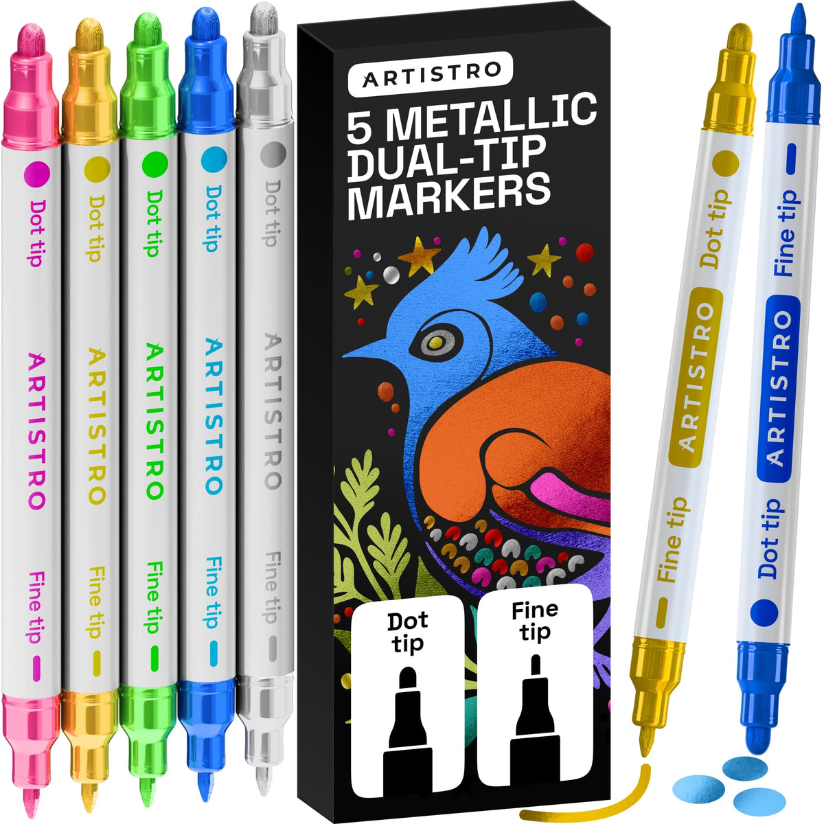 ARTISTRO 36 Multicolor Dual-Tip Acrylic Paint Marker Pens Jansha Store