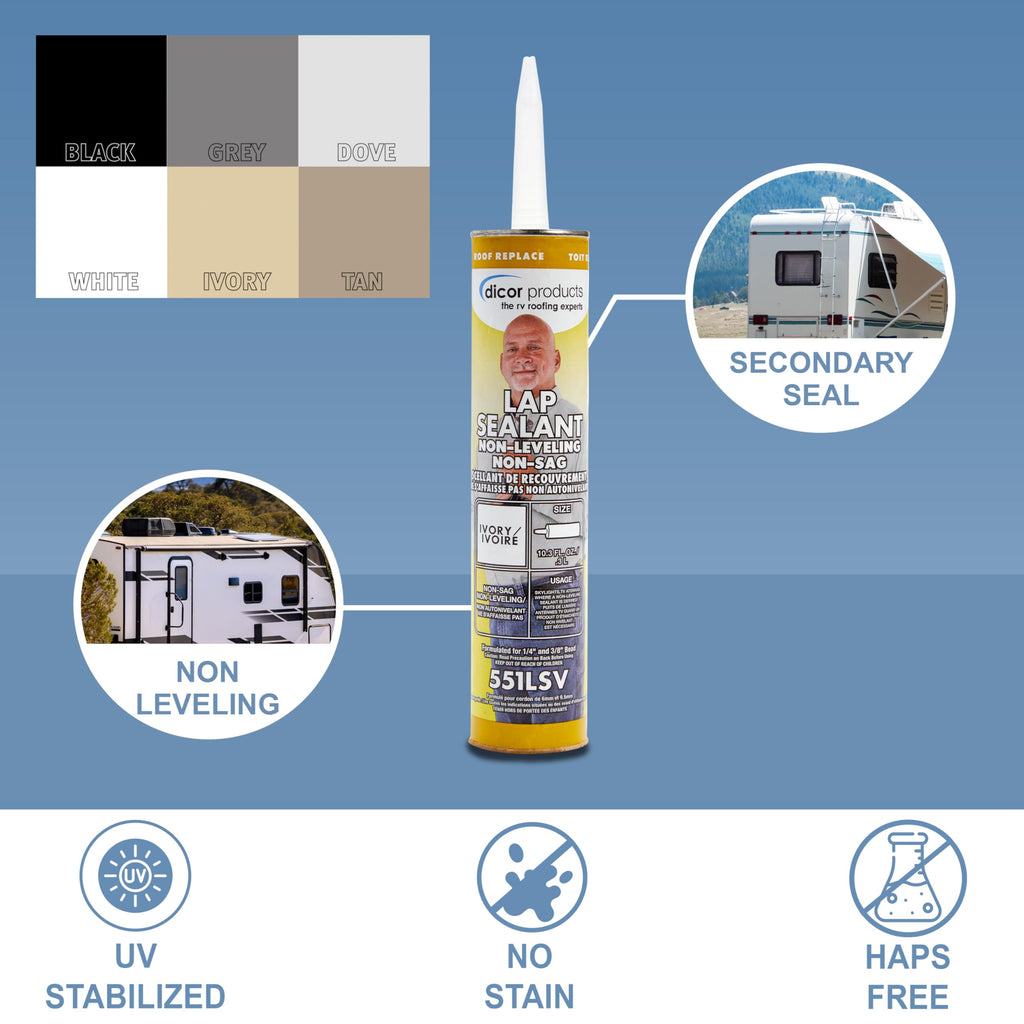Dicor 501LSW-1 Self-Leveling Lap Sealant, White, 10.3 Oz, RV Roofing Jansha Store