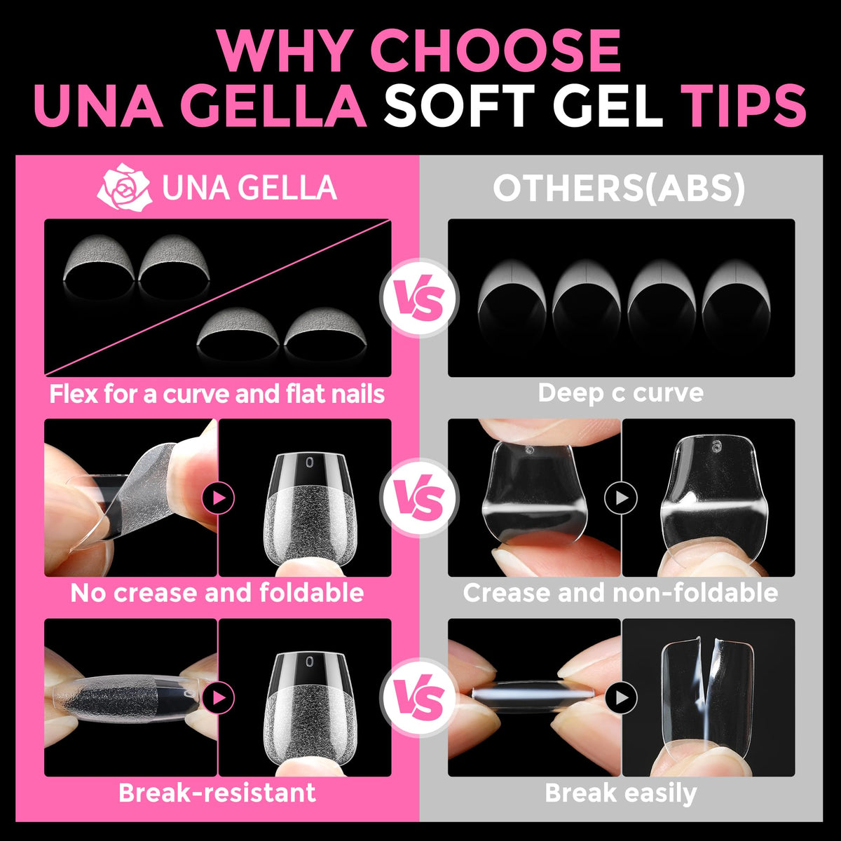 UNA GELLA Extra Short Square Kids Nail Tips 216Pcs Squoval Press On Nails Jansha Store